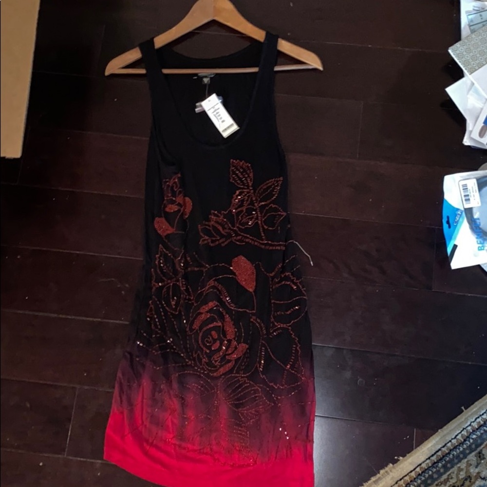 Bebe addiction beaded rose tank dress